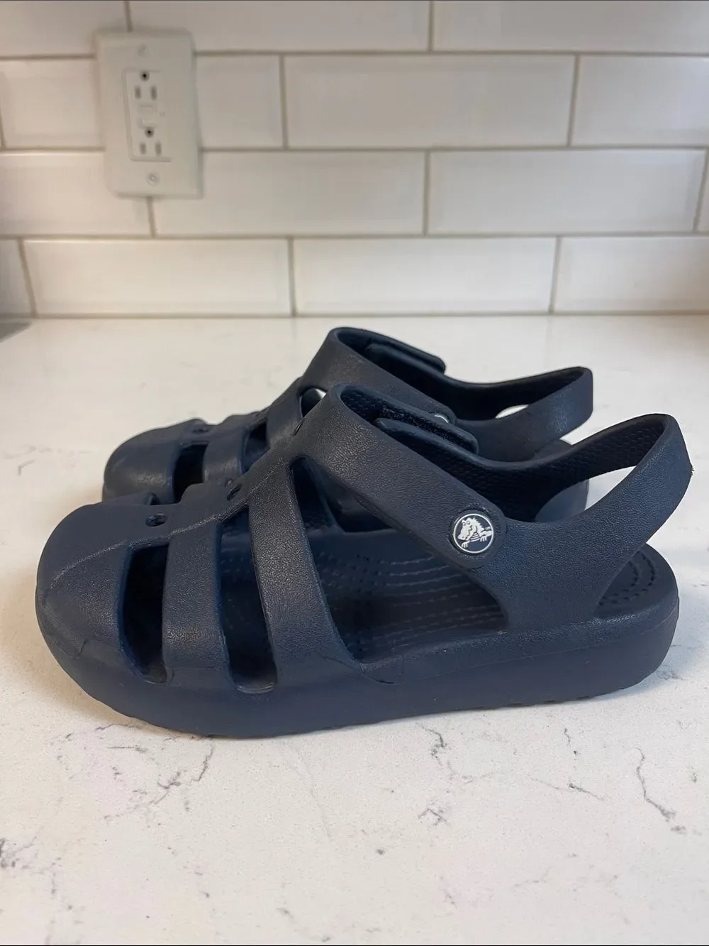 Crocs Kids' Classic Fisherman Sandal Navy Blue Size 13 Style Number 210625